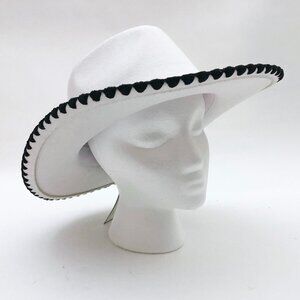 Jen & Co. Oakley Contrast Cowgirl Hat White With Black Trim Size Med-Large
